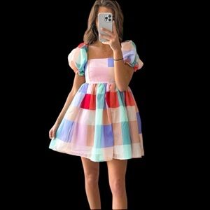 Color Block Patterned Tea‎ Party Dress